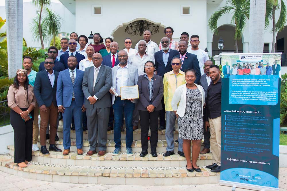 A ceremony from the Ministry of Public Works, Transport, and Communication, together with the National Regulatory Authority, to honor the Haiti Chapter for receiving the WSIS Prize Champion Award